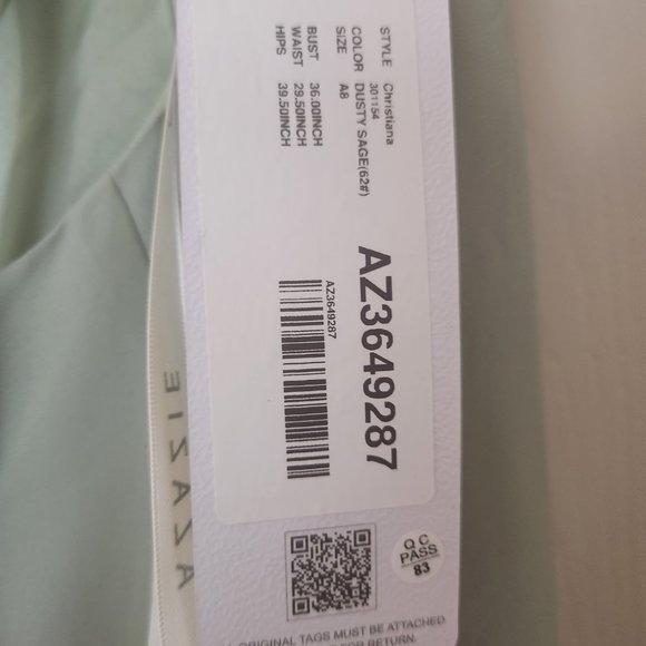 AZAZIE New w/Tag women's dress for Prom amazing Sedge color size- A8 CRISTINA - Picture 6 of 9